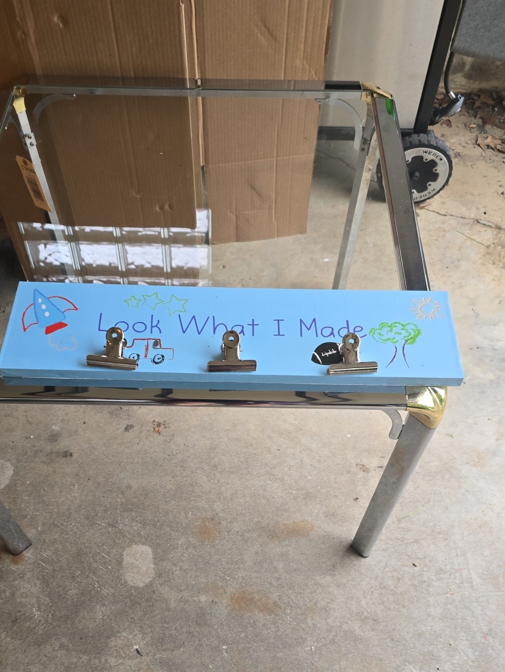 Blue "Look What I Made" Kids Artwork Display Board